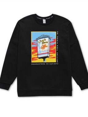 Dutch Bros Black Crewneck with Colorful Vintage Sign Graphic